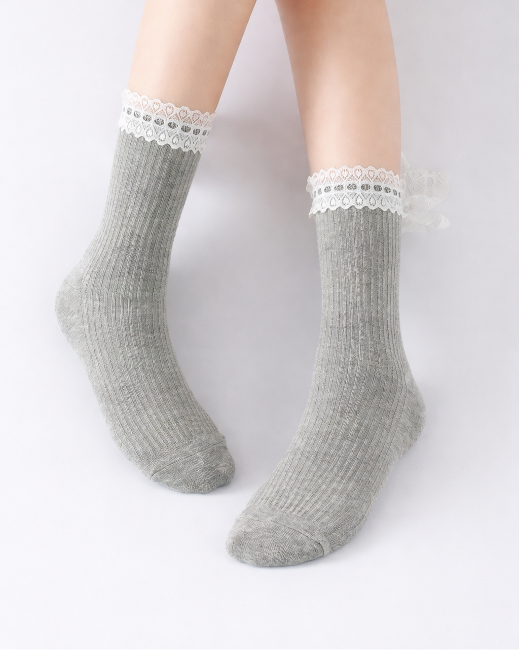 Grey Marl Ballet Frill Grip Socks