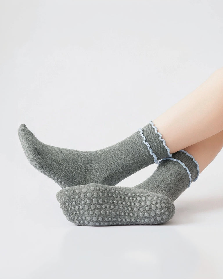 Double Frill Trim Grip Socks