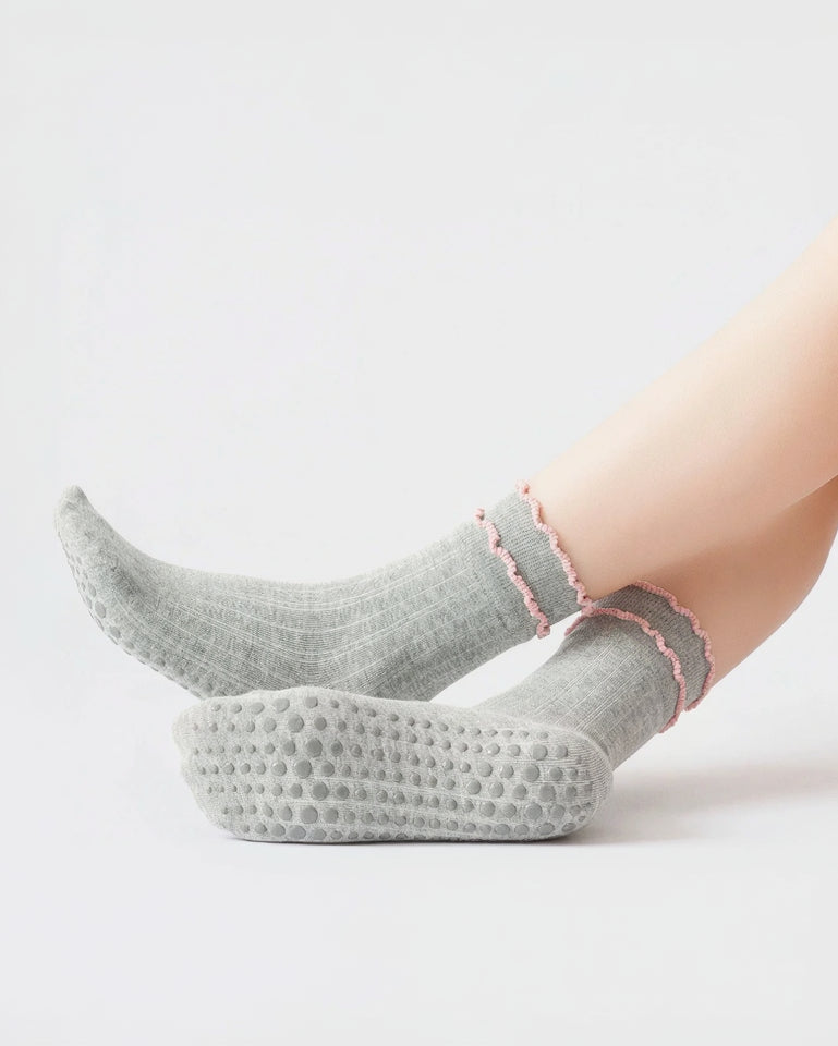 Double Frill Trim Grip Socks