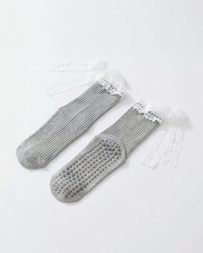 Grey Marl Ballet Frill Grip Socks