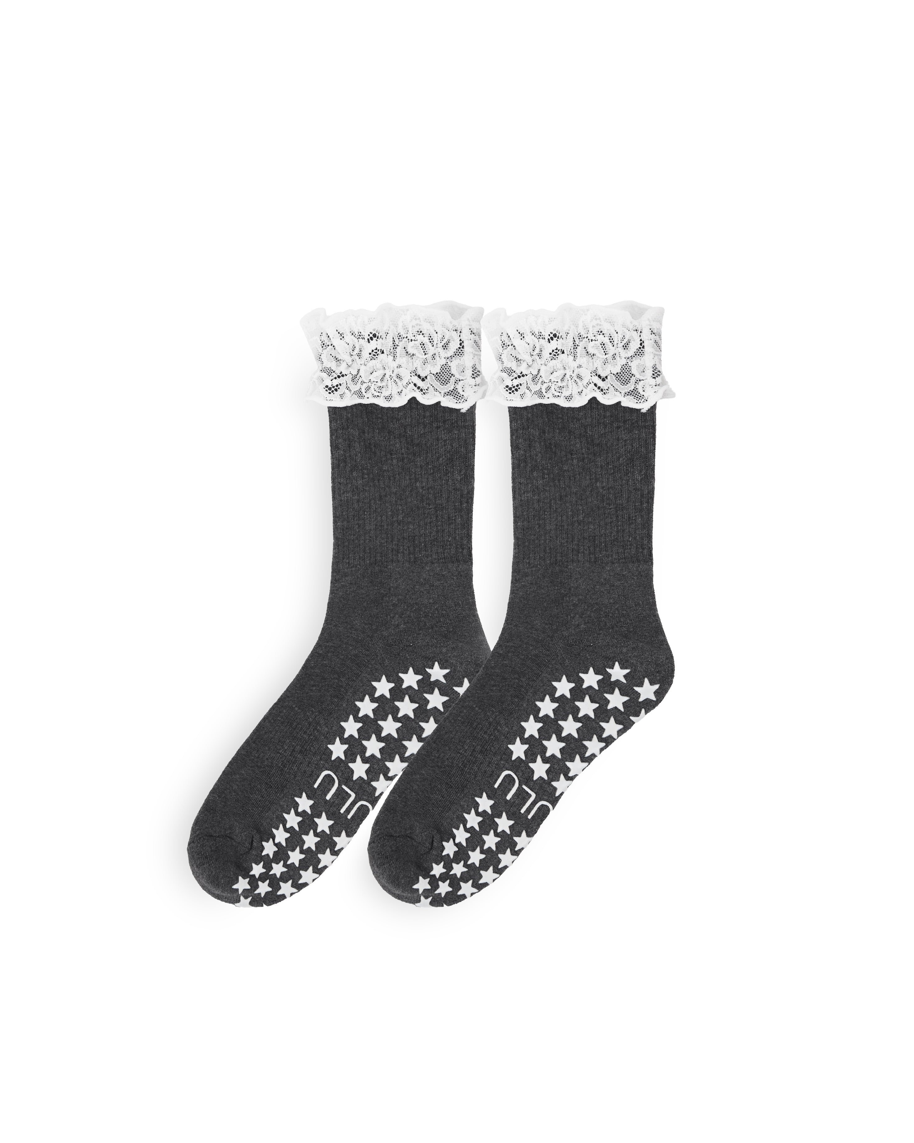 Charcoal Lace Frill Socks