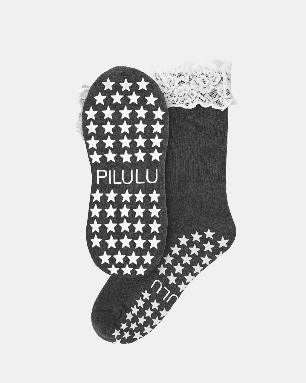 Charcoal Lace Frill Socks