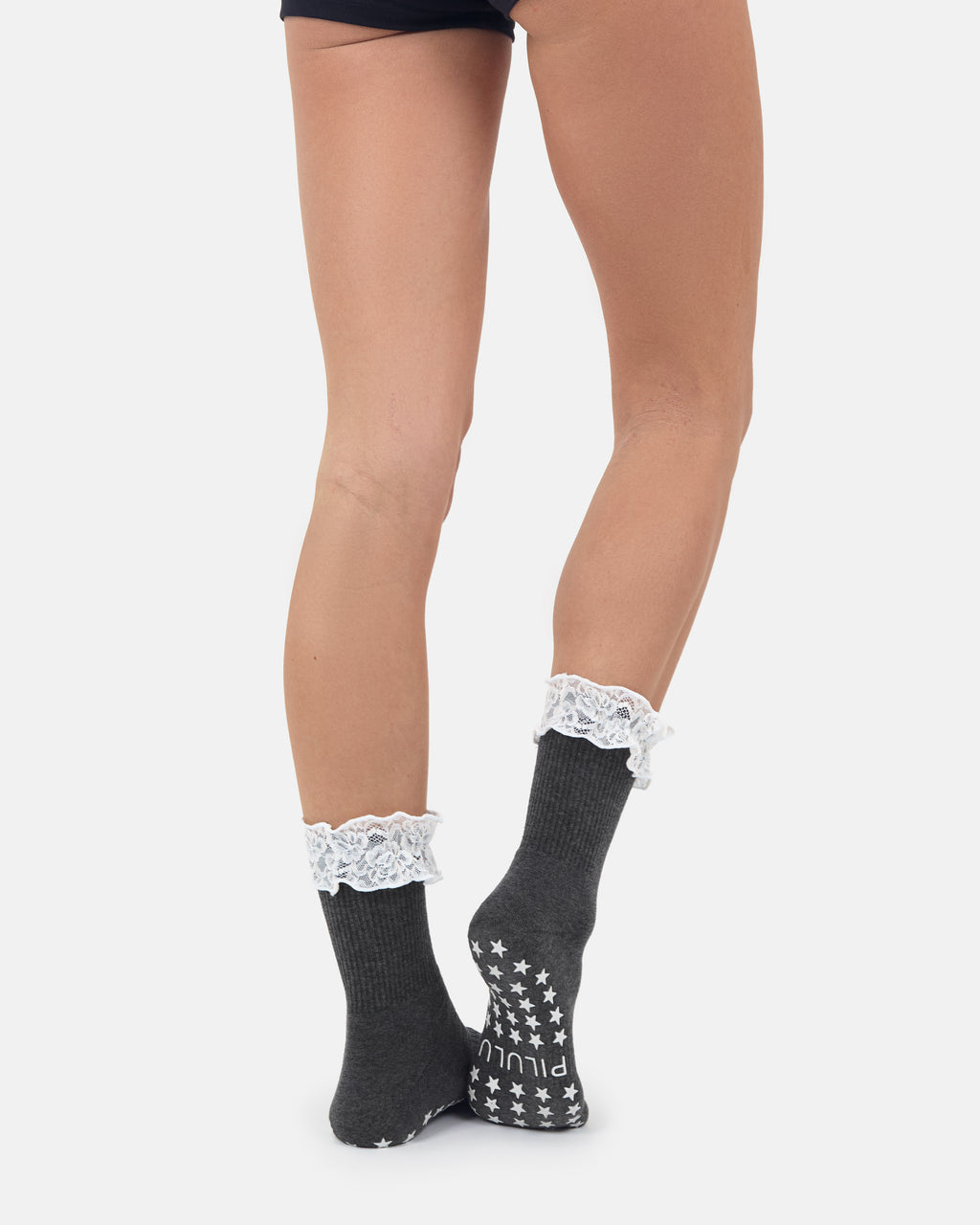 Charcoal Lace Frill Socks
