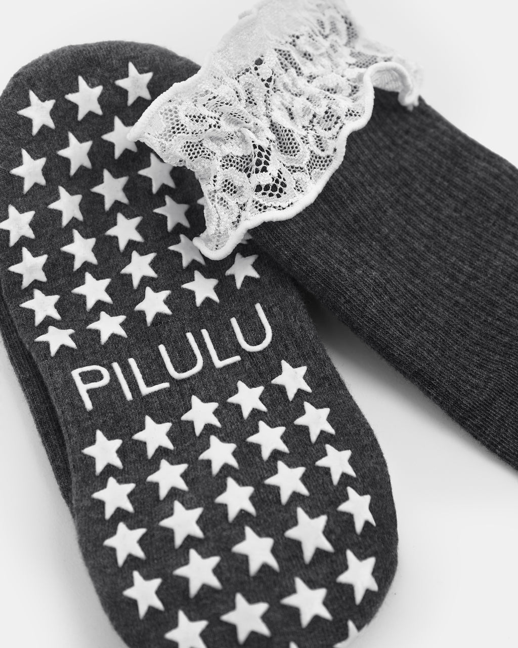 Charcoal Lace Frill Socks